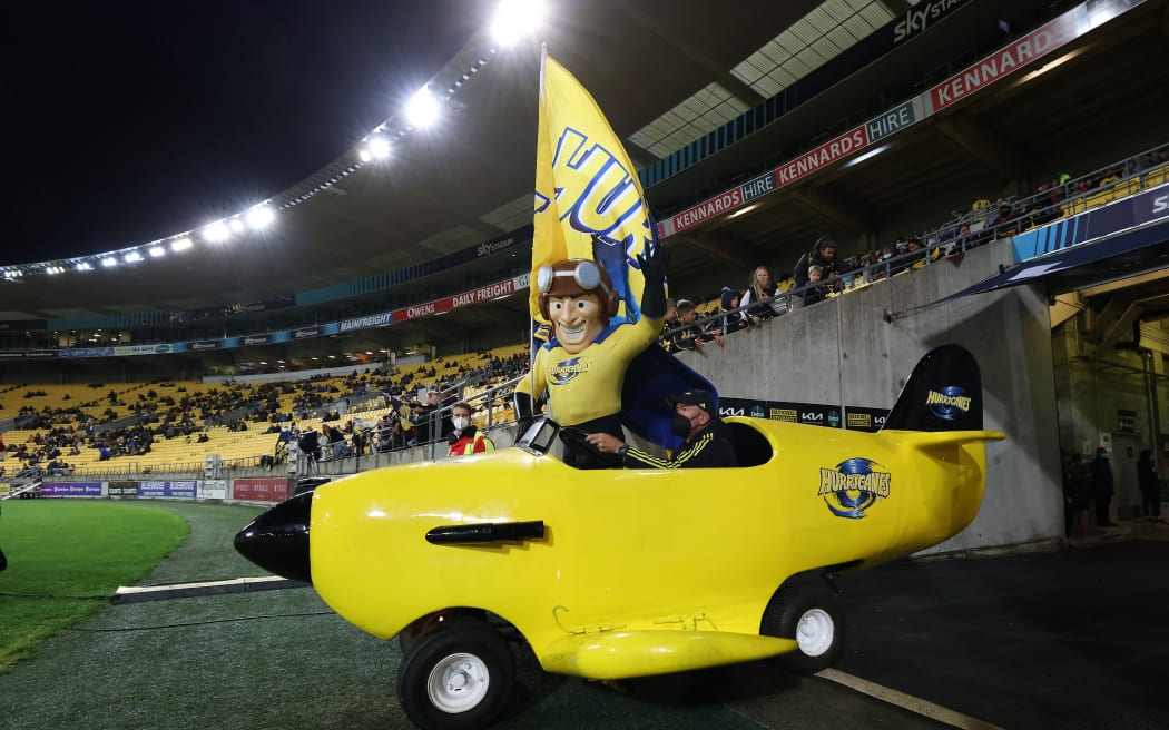 Captain Hurricane during the Super Rugby Pacific rugby match between the Hurricanes and Moana Pasifika.