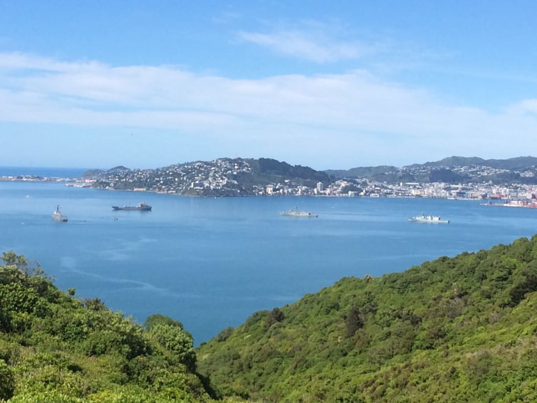 The three foreign warships in Wellington harbour were joined by New Zealand's frigate Te Kaha and tanker Endeavour.