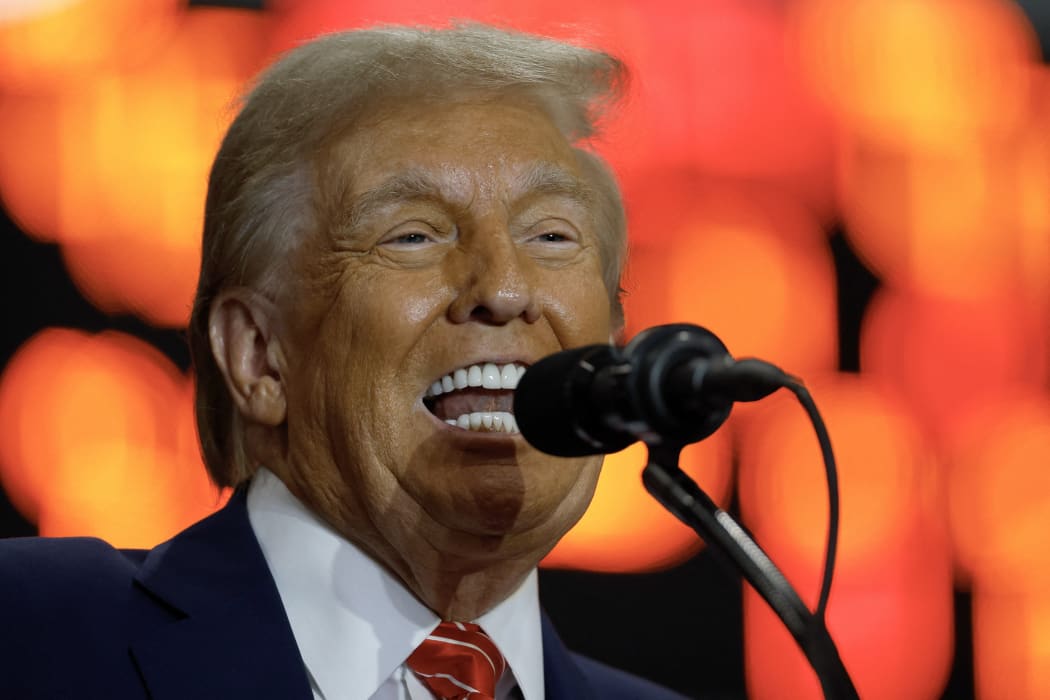 ROCKY MOUNT, NORTH CAROLINA - OCTOBER 30: Republican presidential nominee, former U.S. President Donald Trump speaks to supporters during a campaign event at the Rocky Mount Event Center on October 30, 2024 in Rocky Mount, North Carolina. With less than a week until Election Day, Trump is campaigning for re-election in the battleground states of North Carolina and Wisconsin.   Chip Somodevilla/Getty Images/AFP (Photo by CHIP SOMODEVILLA / GETTY IMAGES NORTH AMERICA / Getty Images via AFP)