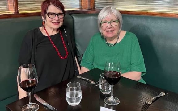 Allison Kirkman with a friend at Logan Brown, where she is a regular.
