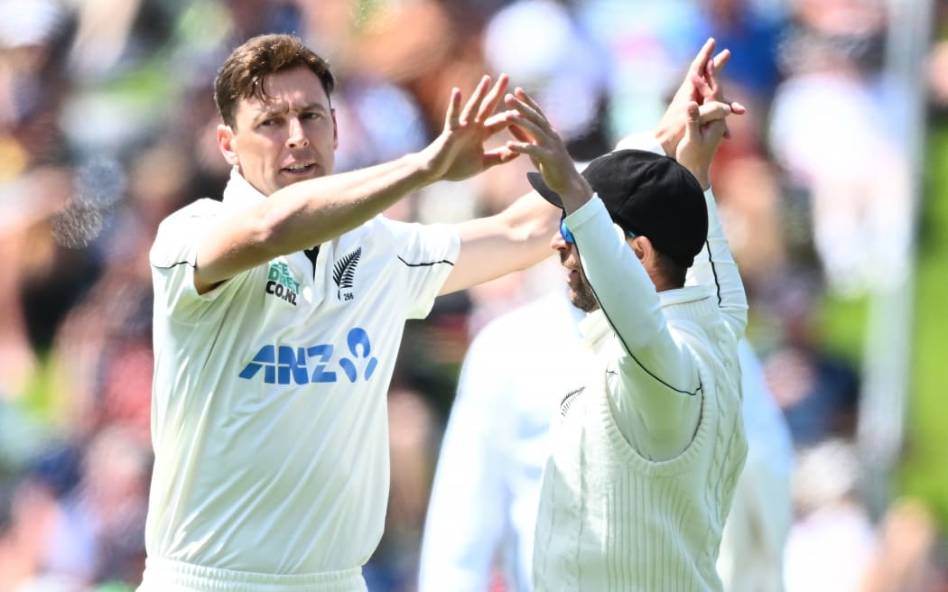 New Zealand's Matt Henry celebrates a wicket, Basin Reserve, 2024.