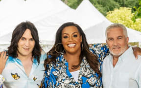 The Great British Bake Off judges Dame Prue Leith, Noel Fielding, Alison Hammond and Paul Hollywood.