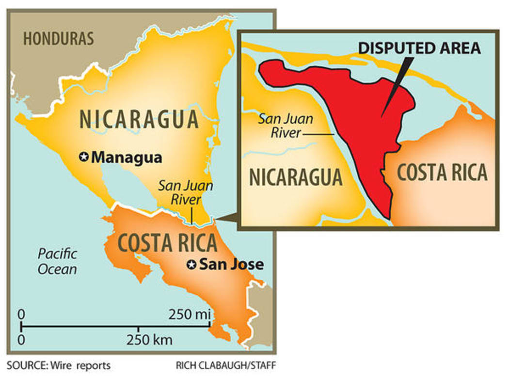 The Nicaragua–Costa Rica San Juan River border dispute.