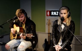 15072016. Photo: RNZ / Rebekah Parsons-King. Broods live on Afternoons with Jesse Mulligan for NZ Live.