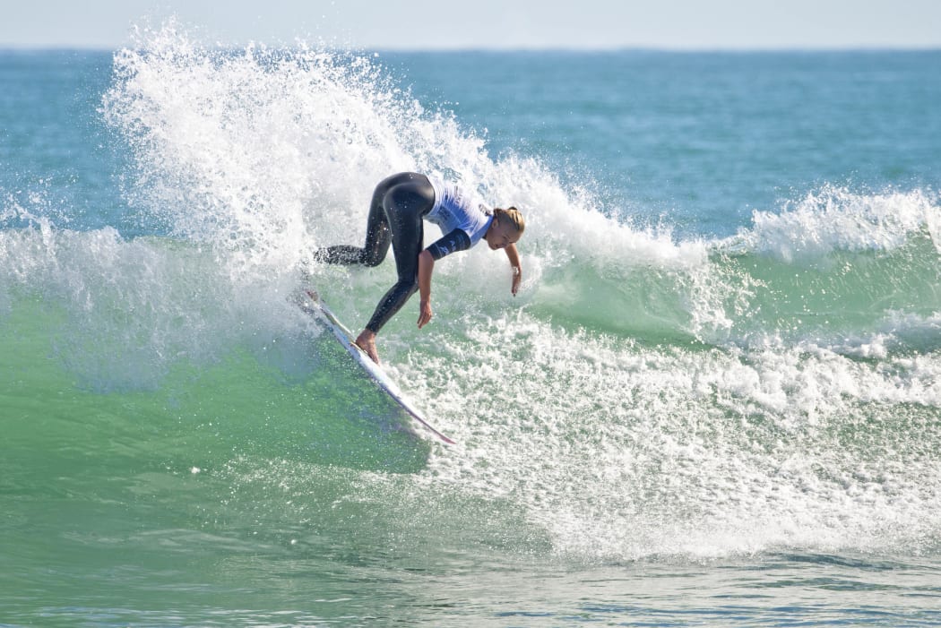 Professional surfer Ellie-Jean Coffey competes in the New Zealand Surf Festival in Taranaki on 1 May 2014.