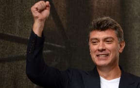 Former first deputy prime minister of Russia, Boris Nemtsov, gesturing during an anti-Putin protest in central in Moscow.