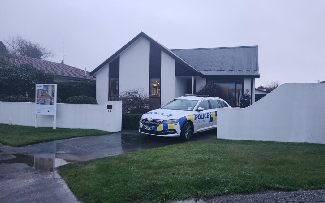 Police have seized a property on Trevor Street in Christchurch's Hornby in relation to the disappearance on real estate agent Yanfei Bao. A Harcourts for sale sign can be seen outside the property. 24 July, 2023.