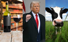 A bottle of wine, Donald Trump and a dairy cow.