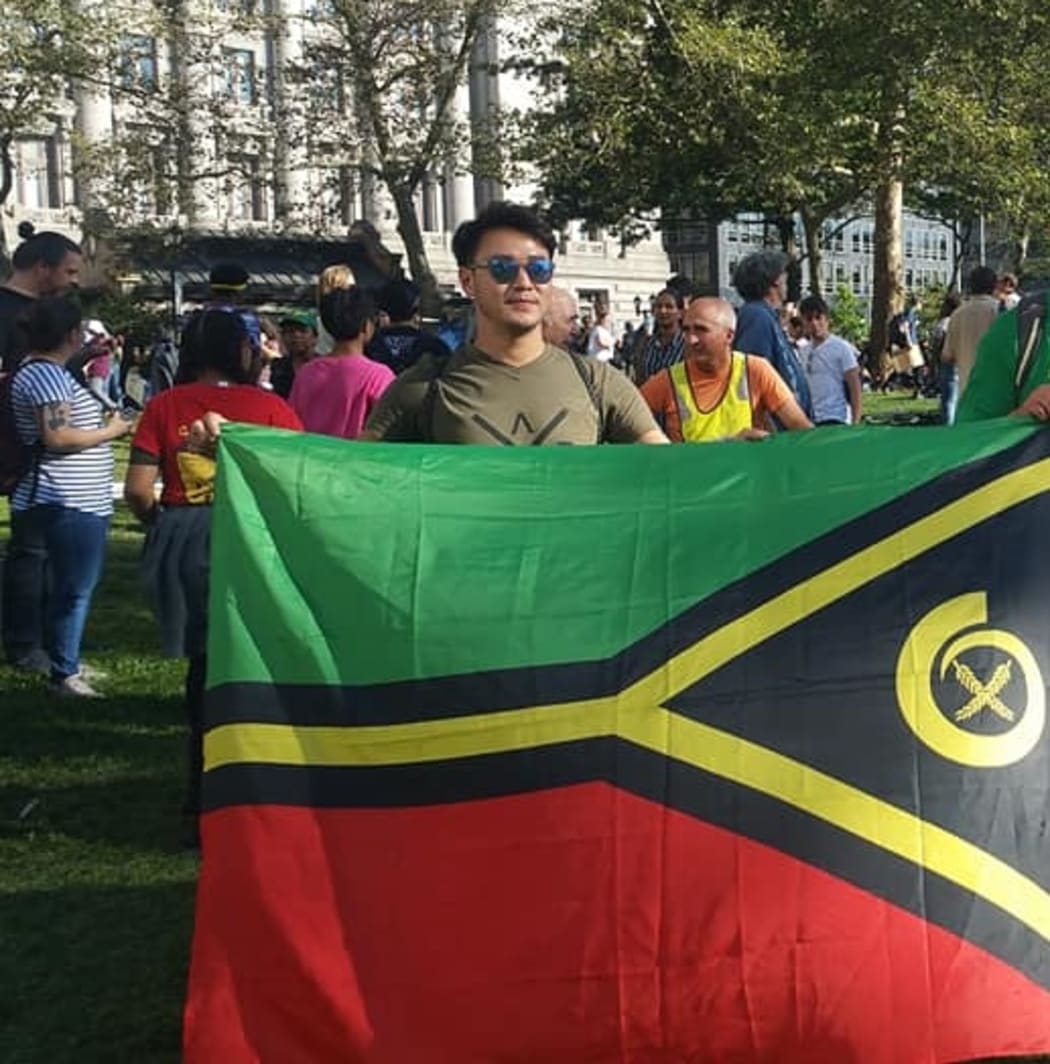 Solomon Yeo of the Solomon Islands at the climate rally in New York.