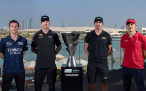 SailGP team drivers (L-R) Dylan Fletcher (Great Britain), Peter Burling (New Zealand), Tom Slingsby (Australia) and Diego Botin (Spain).