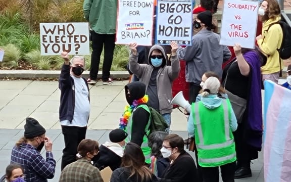 Anti-protest group in Wellington on 23 August 2022.