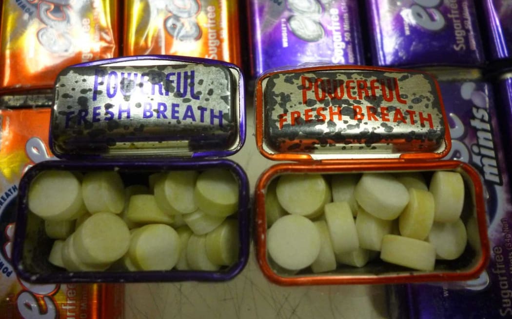 Ephedrine pressed as mints.