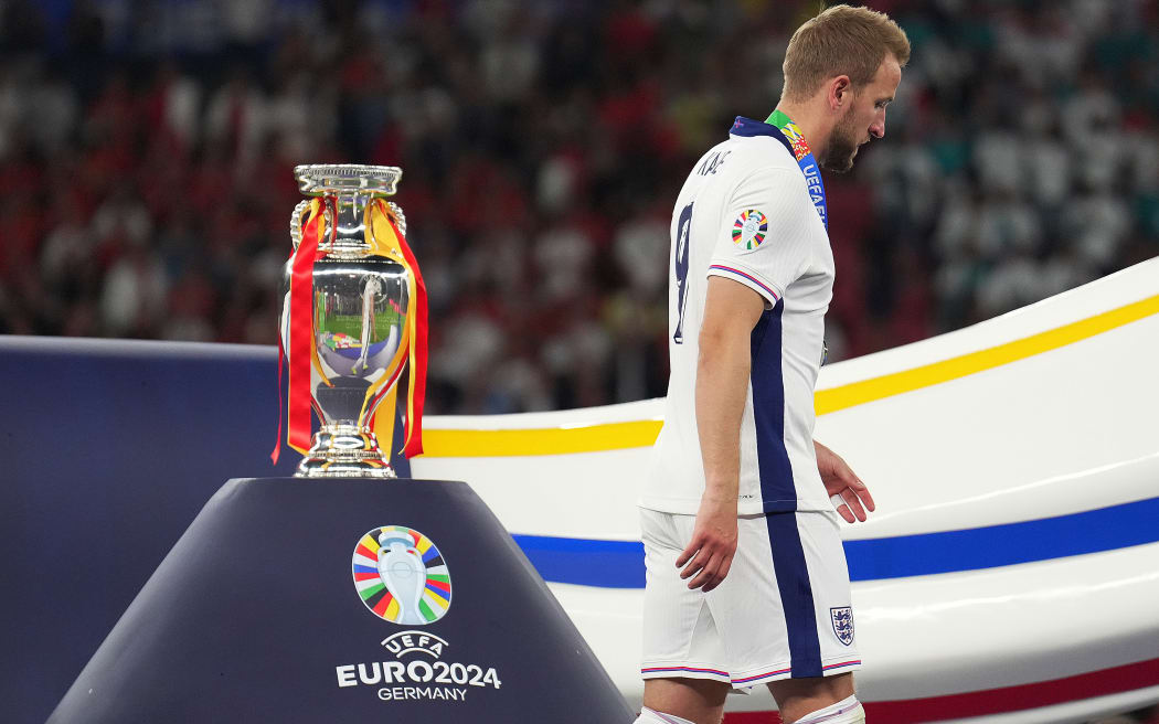 England captain Harry Kane during the Euro 2024 final post-match ceremony.