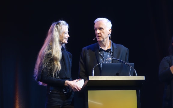 Environmental activist Suzy Amis Cameron
with her husband, hollywood director James Cameron, at the Just Transition event.