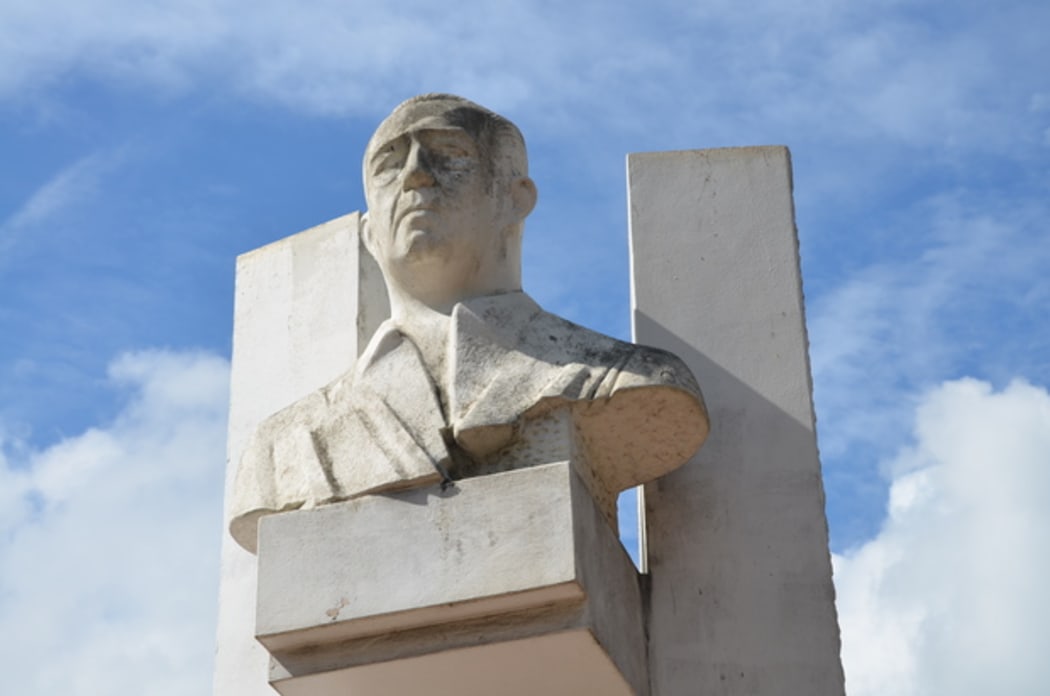 A statue of Pouvana a Oopa in French Polynesia