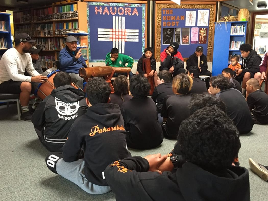 Students from Kimi Ora School in Hastings  learn the Cook islands language during the week-long celebrations.