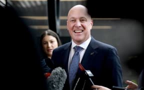 Christopher Luxon at a media stand up in Auckland on 21 November 2023.
