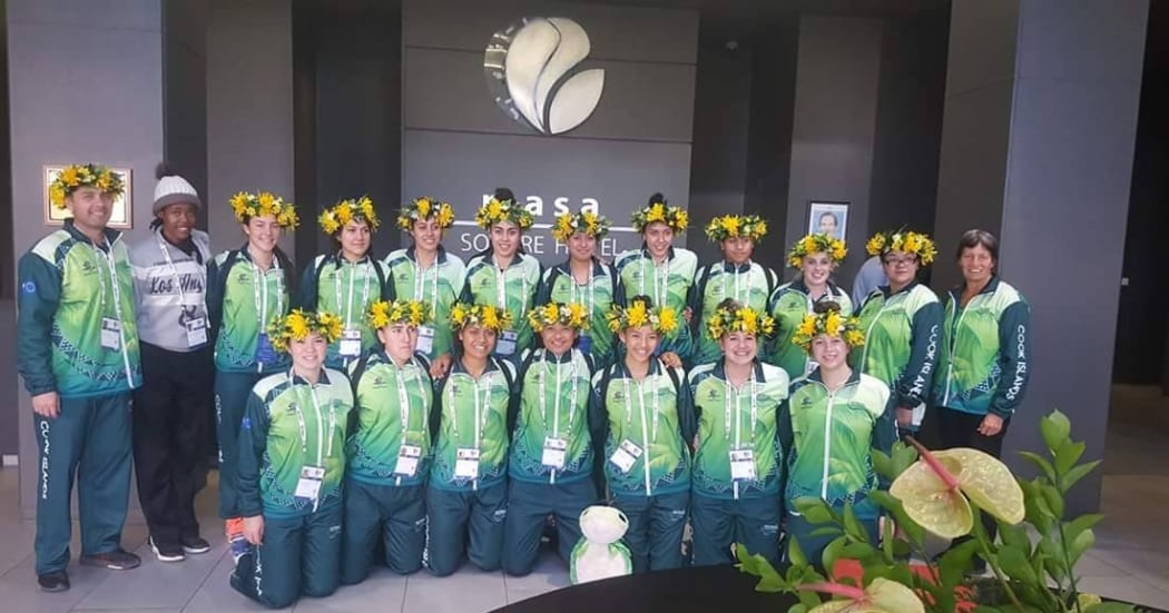 The Cook Islands team at the Netball World Youth Cup.