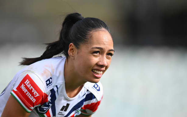 Ocean Tierney of the Warriors reacts after scoring a try during the NRLW Round 2 match between the Raiders and the Warriors at GIO Stadium in Canberra, Sunday, July 12, 2026. (AAP Image/Lukas Coch/Photosport) NO ARCHIVING, EDITORIAL USE ONLY
