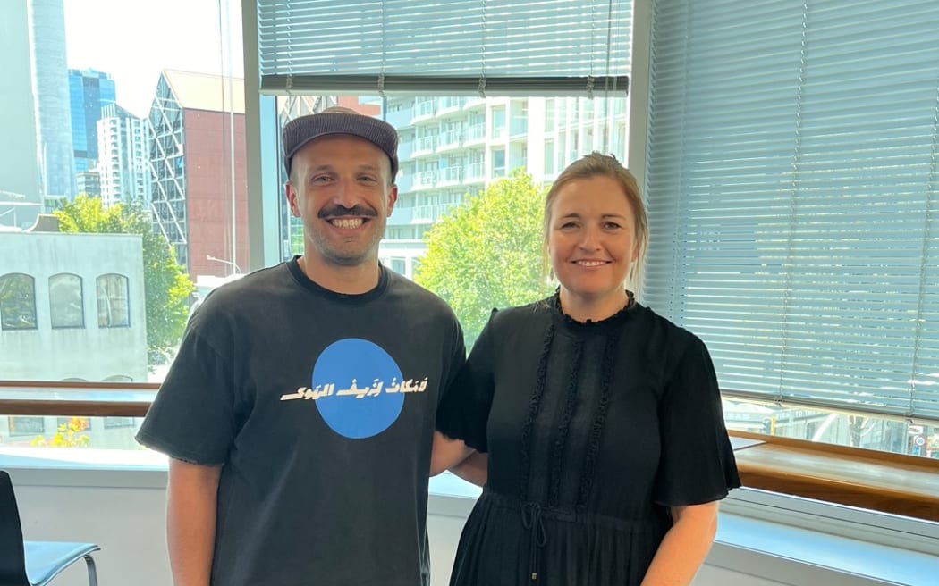 Mohamed Hassan with Charlotte Ryan at RNZ