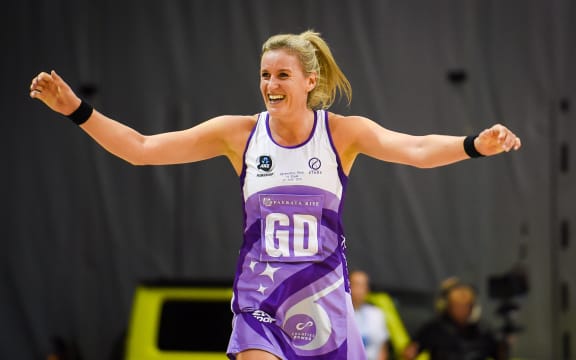 Northern Stars Leana de Bruin celebrates her side's surprise win over defending champions the Southern Steel.
