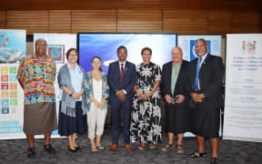 Deputy prime minister Biman Prasad, fourth from left,  said they will also be seeking investment from philanthropists and donors as the country strives to stand on its own feet.