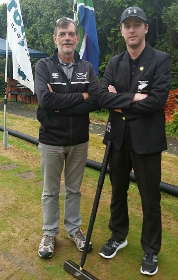 NZ Croquet development officer, and top player, Greg Bryant, left, and player Paddy Chapman who made the final of the World Croquet Champs in Wellington