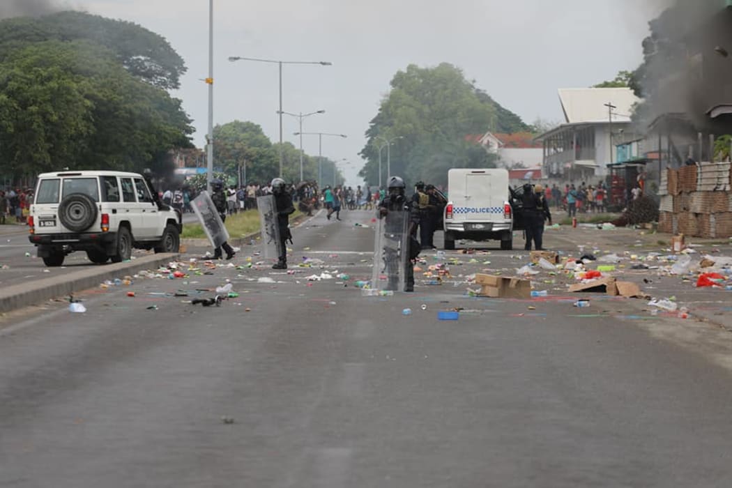Solomon Islands police deployed following violence in Honiara