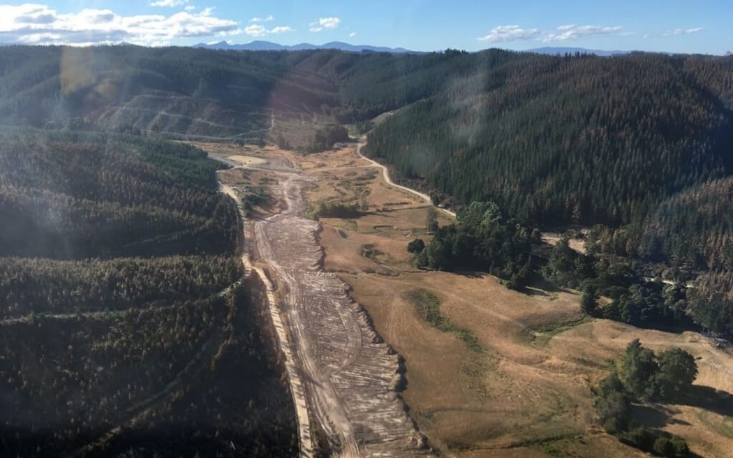 One of the firebreaks keeping the fire contained on Tuesday.
