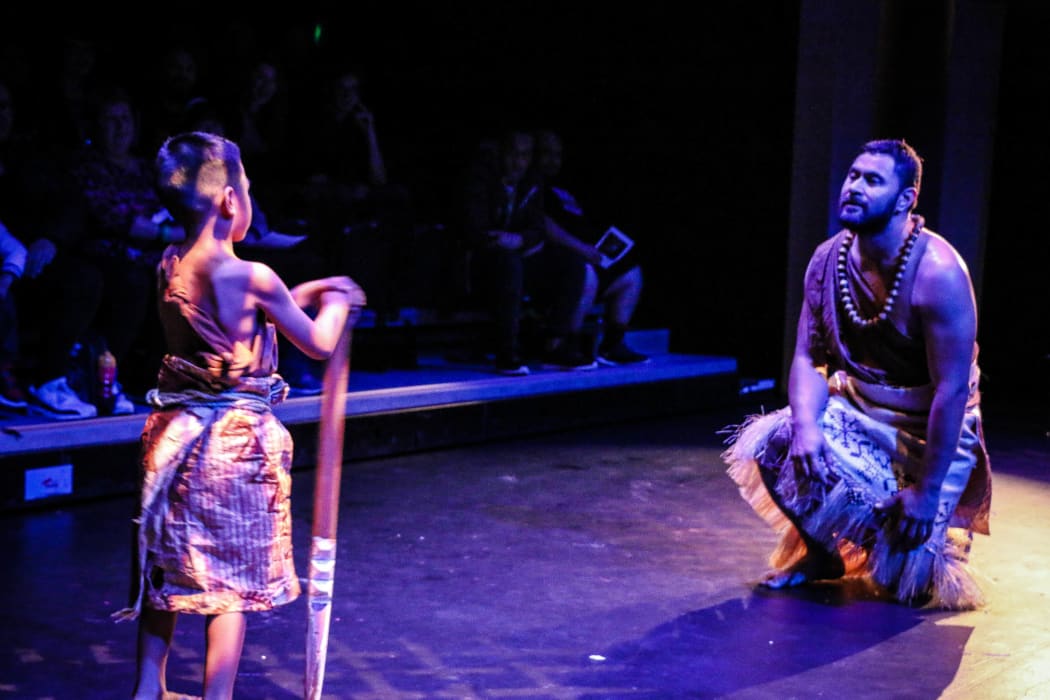 Banquo and Fleance in a Polynesian adaptation of Shakespeare's Macbeth by South Auckland theatre group "The Black Friars."