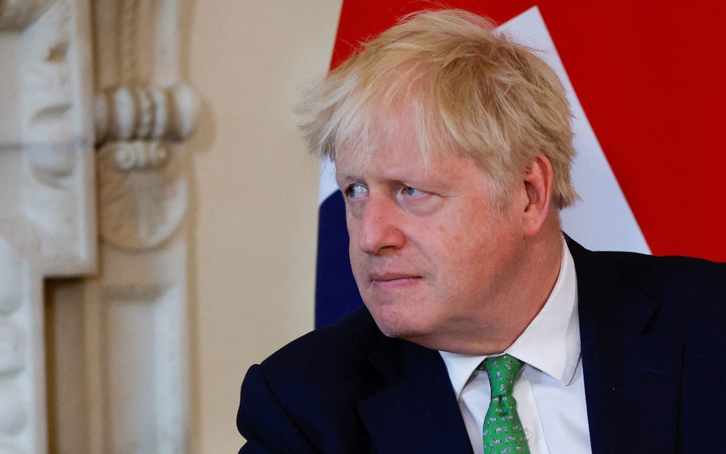 Britain's Prime Minister Boris Johnson looks on ahead of a meeting with New Zealand's Prime Minister Jacinda Ardern (not pictured) inside 10 Downing Street in central London on July 1, 2022. (Photo by JOHN SIBLEY / POOL / AFP)