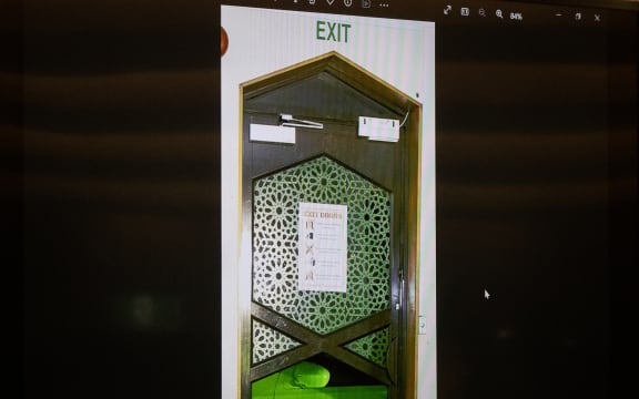 Survivors of the March 15th Terror attack in Christchurch have spoken today at the Christchurch Court. Pictured: The Mosque emergency exit.

02 November 2023 New Zealand Herald Photograph by George Heard