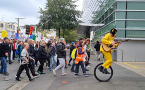 Lecturers and students protest at the University of Otago