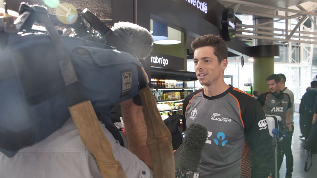 Mitchell Santner at Auckland Airport.