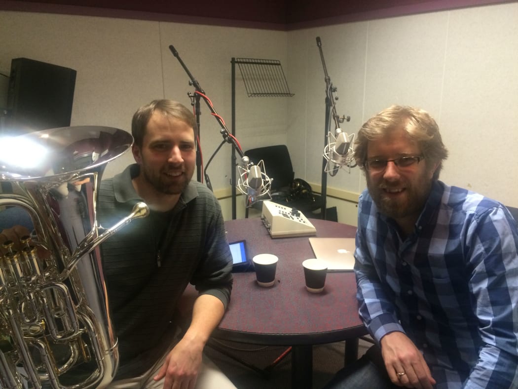 Byron "Buzz" Newton in the studio with David Bremner