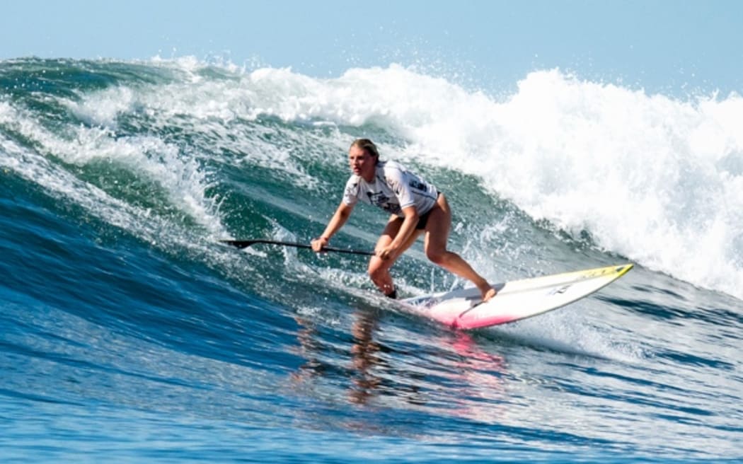 New Zealand's Billie Scott competing at an ISA World SUP event in El Salvador in November 2019.