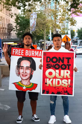 New Zealanders protested for an end to violence and military power in Myanmar.