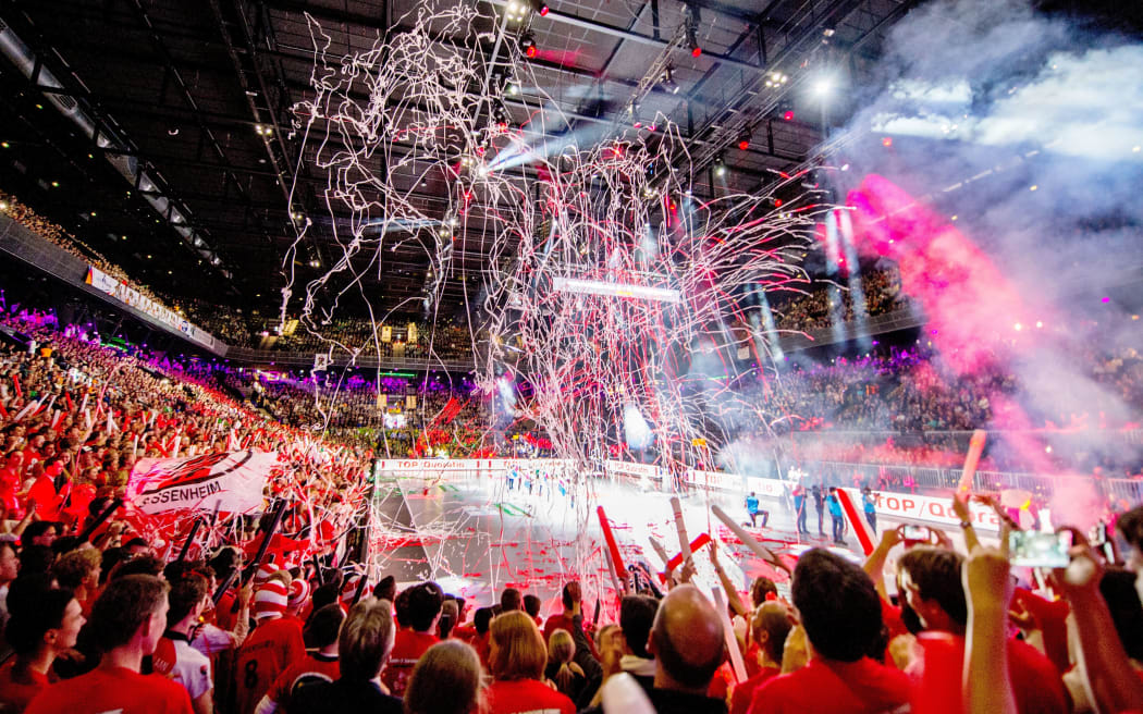 The Dutch Ziggo Dome is turned into a big sports arena during the finals of the Dutch Korfball League between PKC and TOP in Amsterdam, The Netherlands.