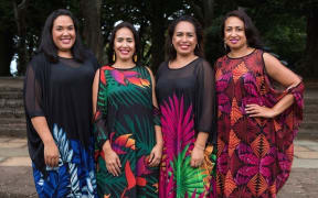 Fonoti Agnes Loheni (2nd from right) and sisters modelling her MENA fashion range