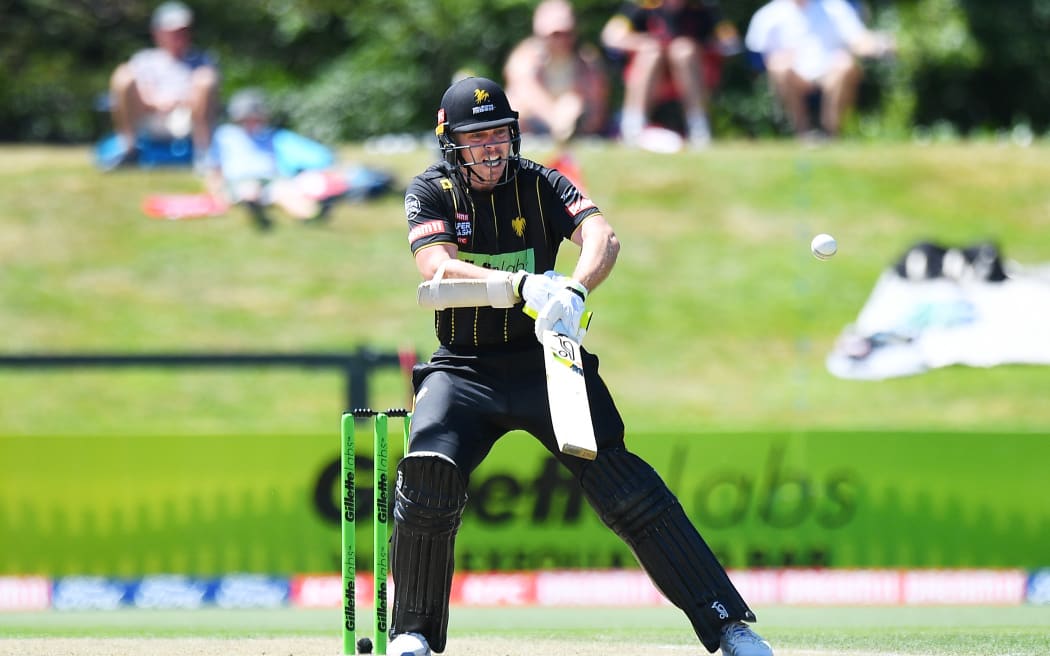 Wellington player Michael Bracewell during a Super Smash match in 2024.