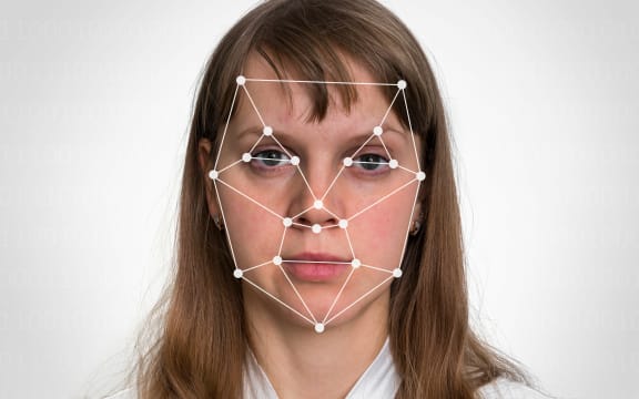 Woman face recognition - biometric verification concept