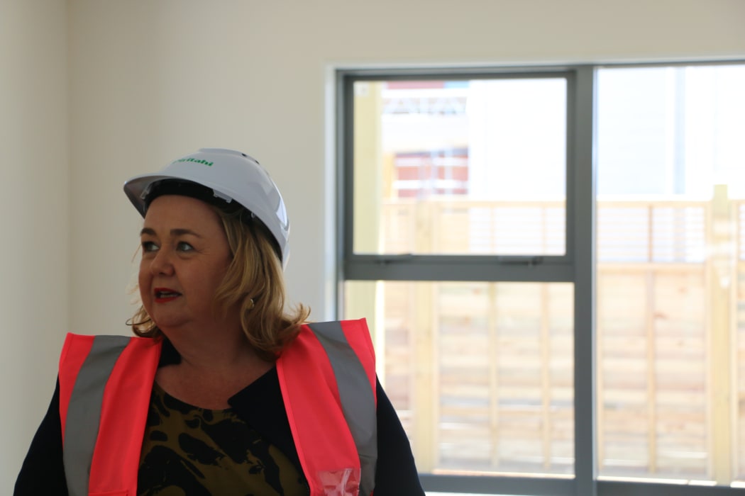 Housing Minister Megan Woods at the opening of new Kainga Ora apartments in New Lynn.