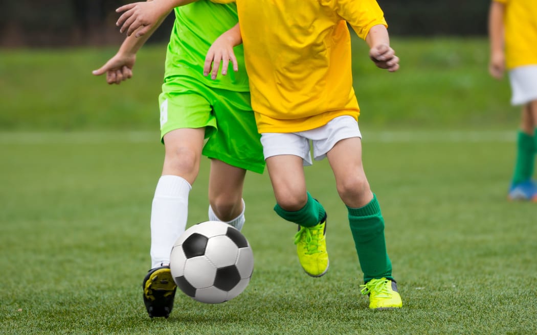 Football match for children. Training and football soccer tournament