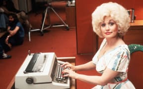 Dolly Parton on the set of her first film 9 to 5 in 1980