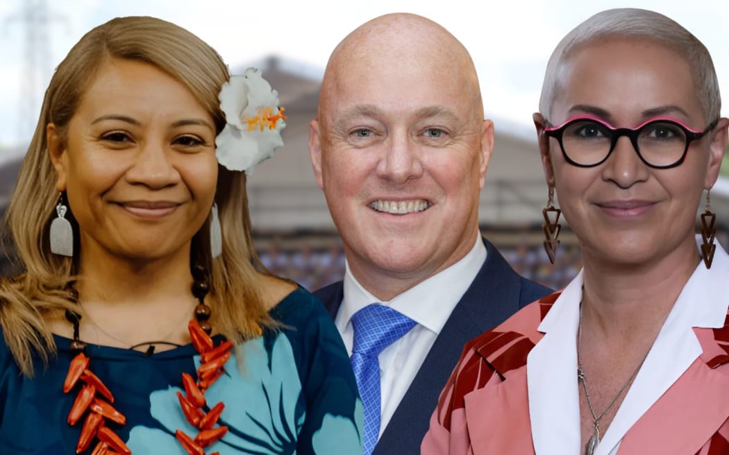 From left: ASB Polyfest Director Seiuli Terri Leo-Mauu, Prime Minister Christopher Luxon and MPP chief executive Gerardine Clifford-Lidstone - key voices in the call for sustainable government support for Polyfest. LDR SINGLE USE
