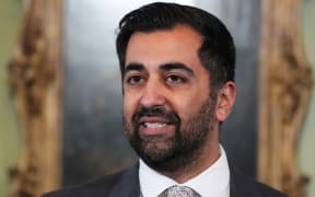 Scotland's First Minister Humza Yousaf announces his resignation during a 
statement, at Bute House, in Edinburgh, on April 29, 2024.. Humza Yousaf resigns as Scotland's first minister just days before he was due to face two confidence votes in his leadership and government. The 39-year-old politician has endured a torrid few days since ending the SNP's ruling coalition with the Scottish Greens in the Scottish parliament in Edinburgh. (Photo by Andrew Milligan / POOL / AFP)