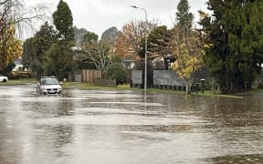 Residents of Brookdale Dr were faced with a flooded road after heavy rain at Ngongotahā.