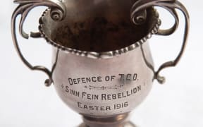 The cup presented to Corporal Alexander Don for his part in defending Trinity College, Dublin in 1916.