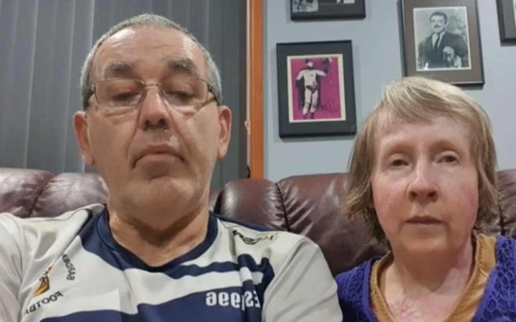 Whakaari eruption survivors Nick and Marion London from Sydney, a screenshot of their video made for the first anniversary of the eruption.