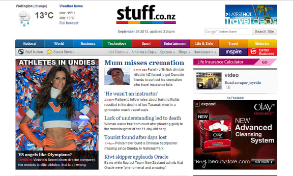 A Stuff homepage from 2013